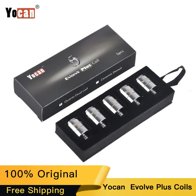 

100% Authentic YOCAN Evolve Plus Coils Quartz Dual Ceramic Core For Yocan Plus Wax Vape Kit E cigs 5pcs/lot