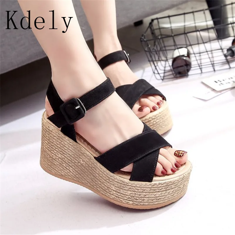 

Summer Ultra High Wedges Heel Sandals Fashion Open Toe Platform Elevator Women Sandals Shoes Plus Size Pumps 2019