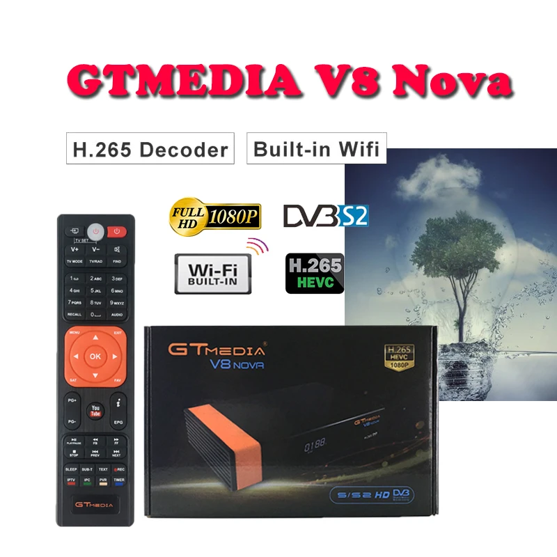 

Satellite television receptor GTmedia V8 NOVA Freesat DVB S2 for 1year 7 lines europe cccam cline satellite finder H.265 1080P