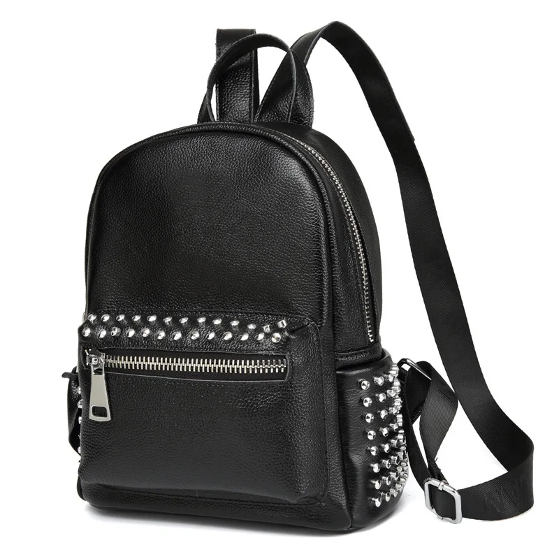 

18 Years New Style Mini Rivet Backpack Genuine Leather Shoulder Bag Versatile Mini Bag