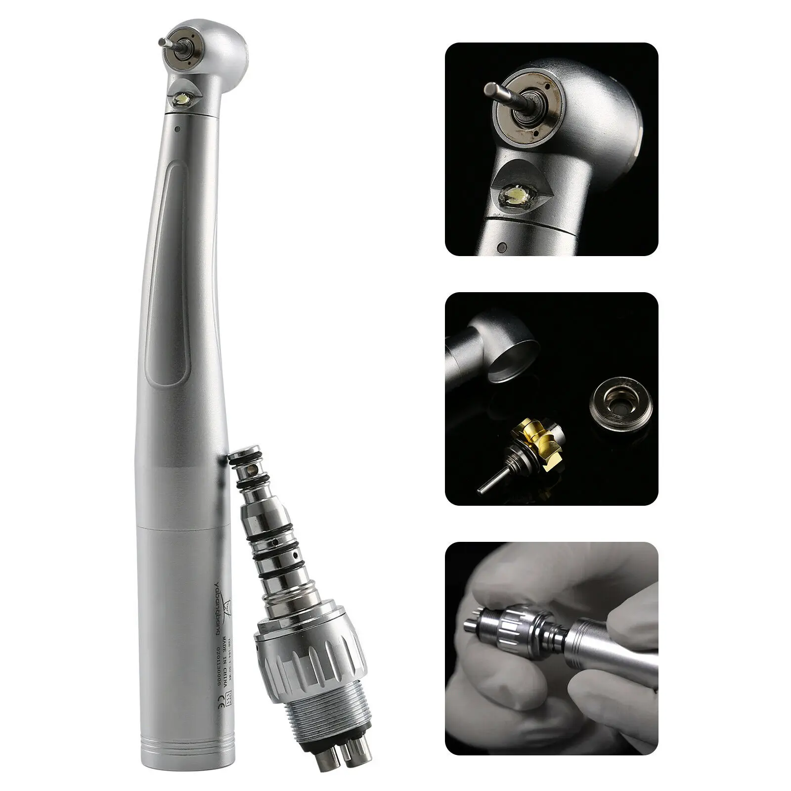 

4H Dental LED E-generator Handpiece Big Head Push Button Handpiece Triple Internal Water Spray 4Hole Quick Coupler fit Kavo