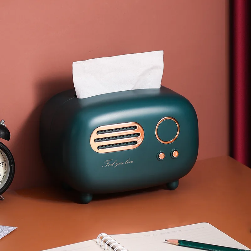 

Retro Radio Model Tissue Box Desktop Paper Holder Vintage Dispenser Storage Napkin Case Organizer Ornament Craft