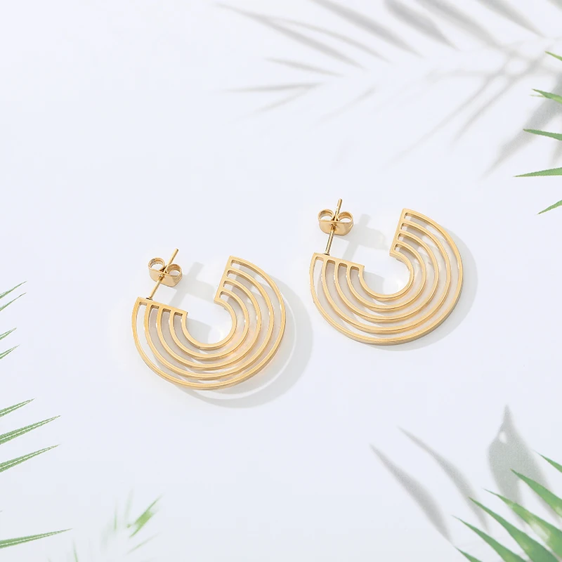 

New Mosquito Stud Earrings Charm Geometric Stud Earrings Golden Stainless Steel Jewelry 2019 Bijoux Femme