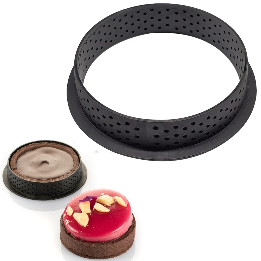 8PCS Dessert Bakeware Perforated Cutter Circle Cake Mold Mousse Tart Ring UK
