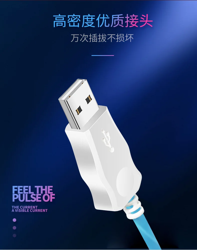 Usb type-c кабель светодиодный свет 2.4A 1 м Usb Micro Chargre кабели для Iphone6S 7S 8S Plus Xiaomi huawei samsung Оборудование для зарядки