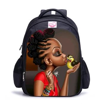 

16 Inch Afro Lady Girl Backpack Africa Beauty Girls Children School Bags For Teenager Brown Girl School Backpack Women Mochila