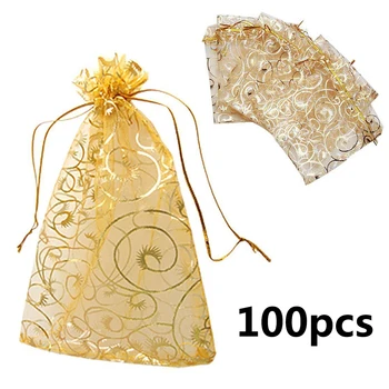 

100pcs/lot Organza Bags Coralline Custom Jewelry Tea Packaging Bags Organza Wedding Gift Bags Jewlery Tools
