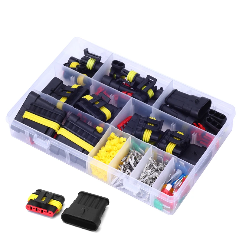 

240/352/708Pcs 352pcs HID Waterproof Connectors 1/2/3/4 Pin 26 Sets Car Electrical Wire Connector Plug Truck Harness 300V 12A