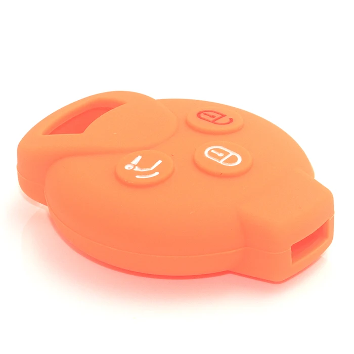 Reamocea 1 шт. 3 кнопки силиконовый чехол для ключей оболочка брелок крышка подходит для Mercedes Benz Smart Fortwo Forfour City купе родстер - Цвет: Orange