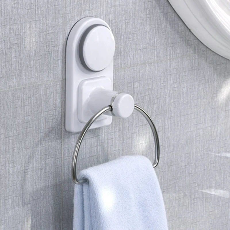 Bathroom Super Strong Vacuum Suction Cup Stainless Steel Towel Ring Bath Accessories High-Class Towel Bar