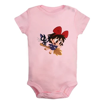 

Cute Cat and Girl Kiki's Delivery Service 5 Burning Man Funny Printed Newborn Baby Girl Boys Clothes Short Sleeve Romper Outfits