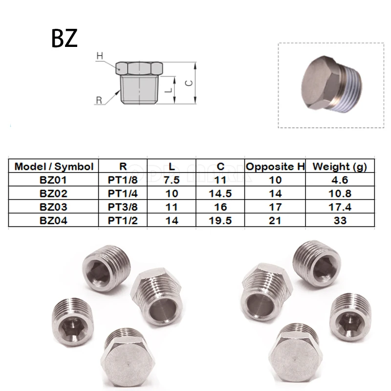

10PCS Internal and external hexagon plug bulkhead BZ01 02 03 04
