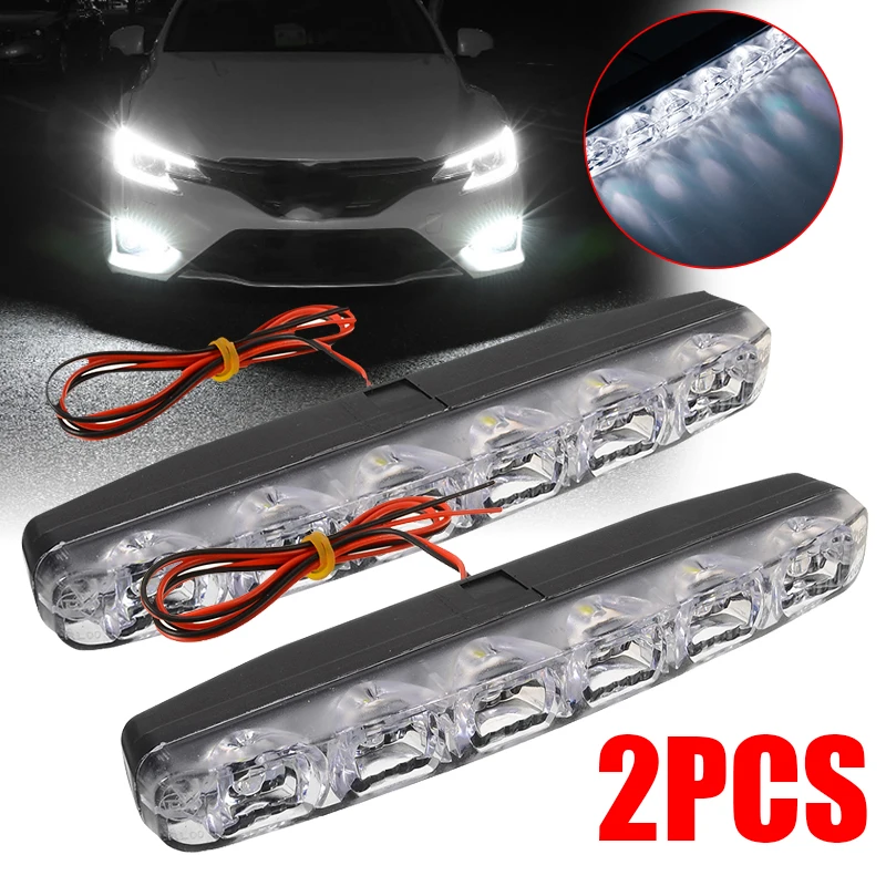 

2pcs Fog Light Super Bright 12V Waterproof 6 LEDs Car Daytime Running Lights Car-styling 6000K DRL Car Daytime Lamp