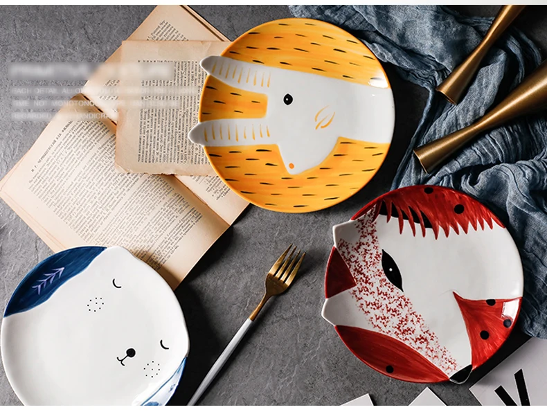 1 шт. Zakka инструмент для приготовления пищи 16 см кролик полярный медведь лиса посуда тарелки животные мультфильм керамический поднос украшение дома посуда t49