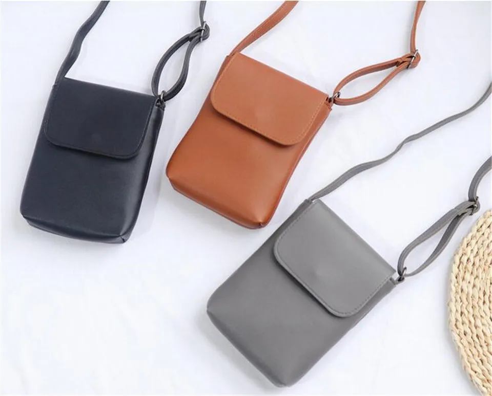 2021 Flap Crossbody Bags Women Mini PU Leather Shoulder Purses and Handbags for Girls Ladies Phone Simple Solid Designer Bag