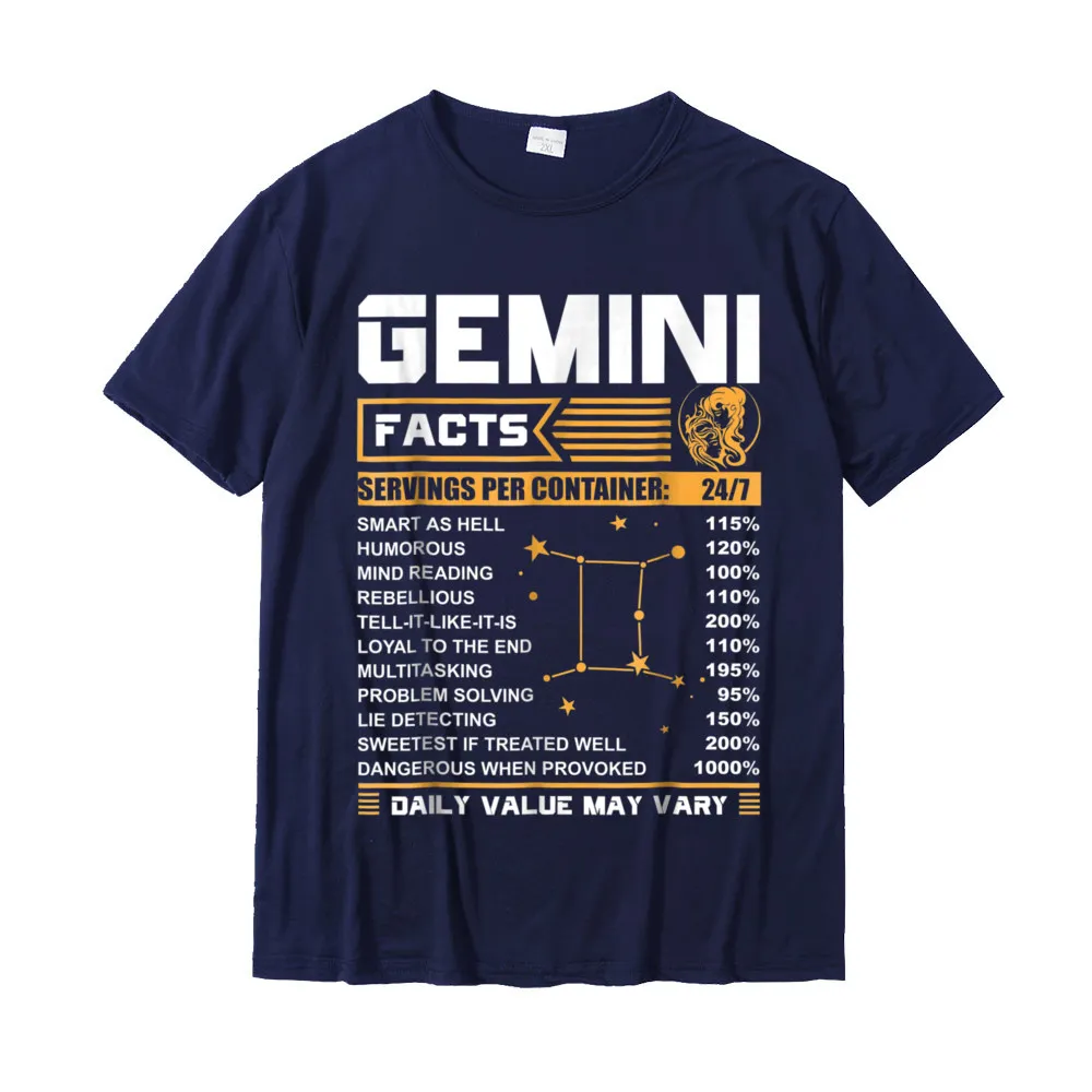 Simple Style Tops Shirt Graphic Crewneck Leisure Short Sleeve Cotton Fabric Mens T Shirt Gift T Shirts Top Quality Gemini Facts Zodiac T-Shirt Funny Gemini Birthday Gifts__18192 navy