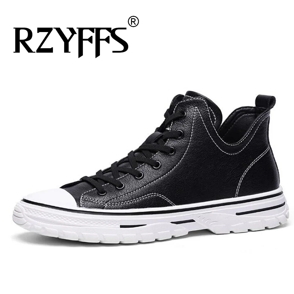 New Genuine Leather high top sneaker shoes High quality Sneakers Men Casual Shoes Zapatillas Hombre A56-87