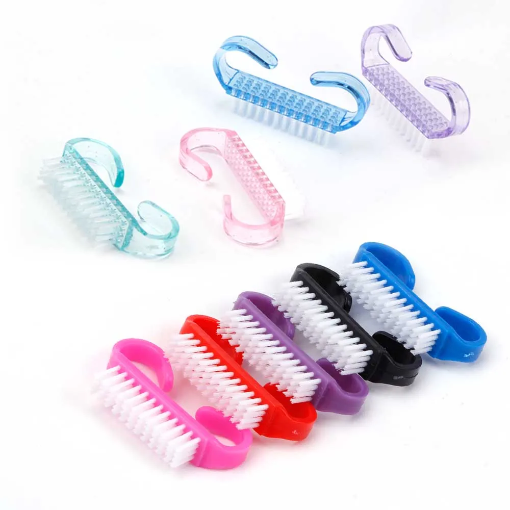 100Pcs Cleaning Nail Brush Manicure Brushes Dust Remove File Acrylic Nail Polish Brush Portable Handle Makeup Pedicure Care Tool 3