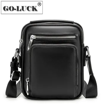 

New Leisure Small Men Crossbody Shoulder Bag 7" Top-handle Handbag Mobile Phone Wallet Pouch Pack Men's Leaher Messenger Bags