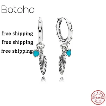 

Silver colour 925 jewelry tassel earring Feather Pendant Earrings Summer Original 925 Sterling Silver colour Pendant Women Charm