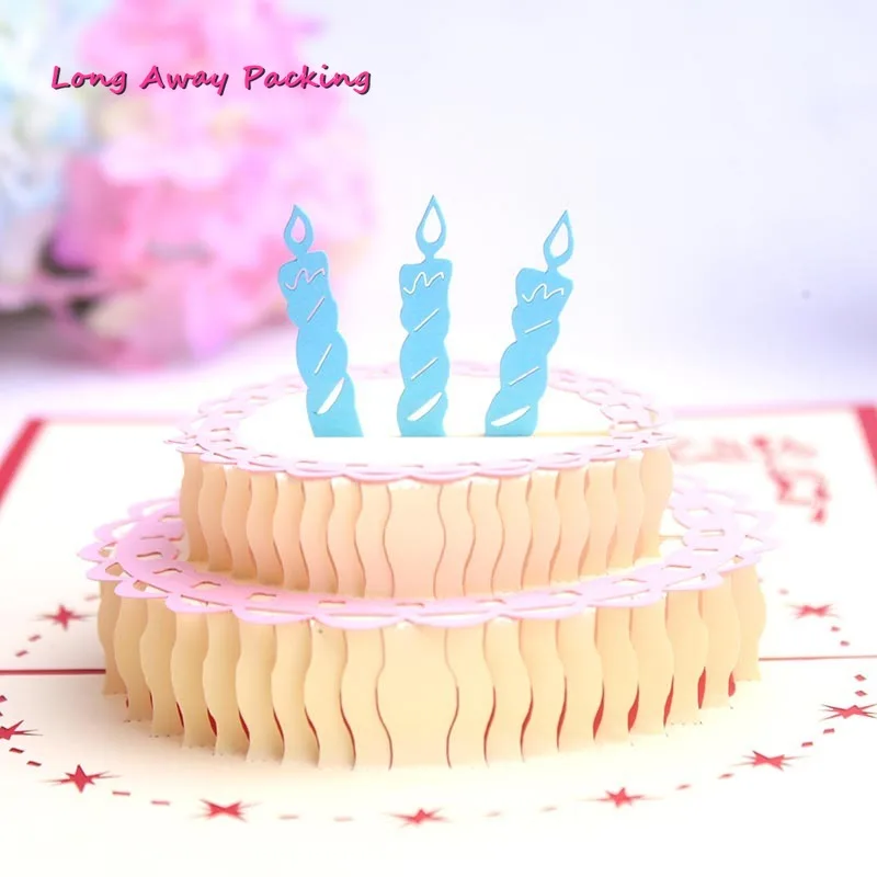  Birthday Cake 3D Pop UP Cards Valentines Day Gift Postcard with Envelope Wedding Invitation Greetin - 4.00022E+12