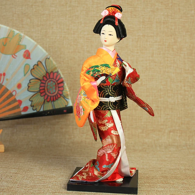 30cm Kawaii Japanese Lovely Geisha Figurines dolls with beautiful kimono New house office decoration Miniatures birthday gift 17