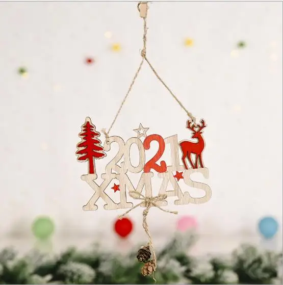 

2020 Letter Wooden Pendant Christmas Creative Tree Door Hanging pendant Decorate