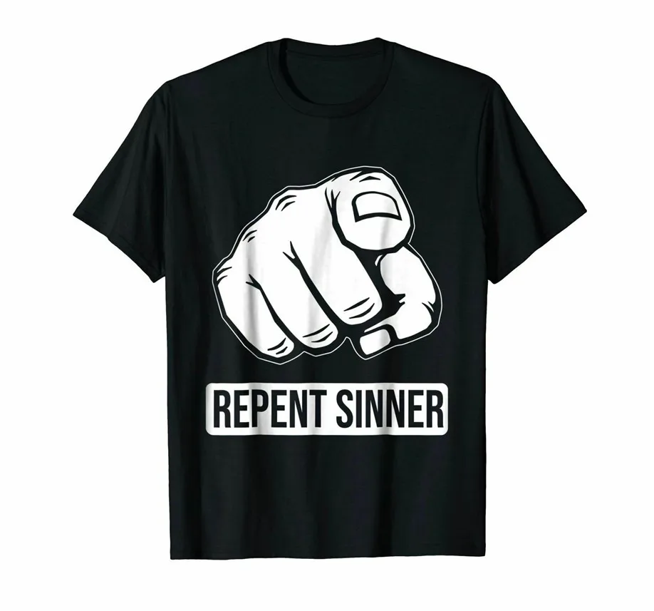 Repent Sinner унисекс черная футболка S-6Xl Забавный дизайн новый модный | Мужская одежда