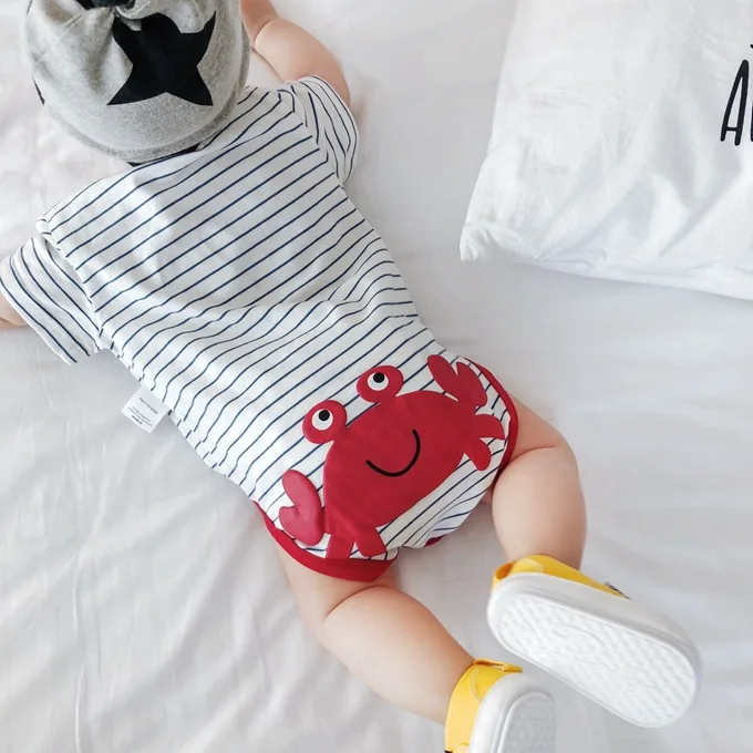 Owligbaby/ г. Летние комбинезоны для младенцев оптом; комбинезон в полоску с героями мультфильмов - Цвет: 2