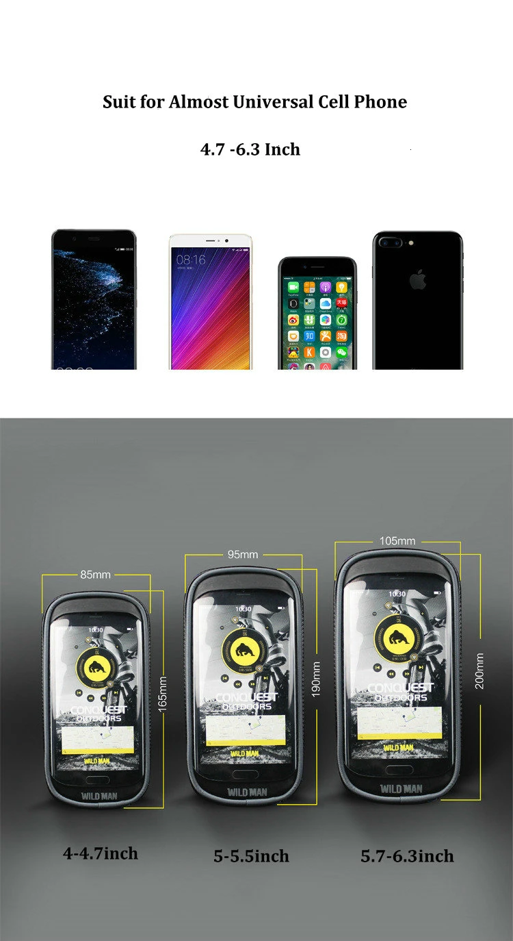 Bike Bicycle Phone Bag Rainproof TPU Touch Screen Cell Phone Holder Bicycle Handlebar Bags MTB Frame Pouch Bag 2017 (7)