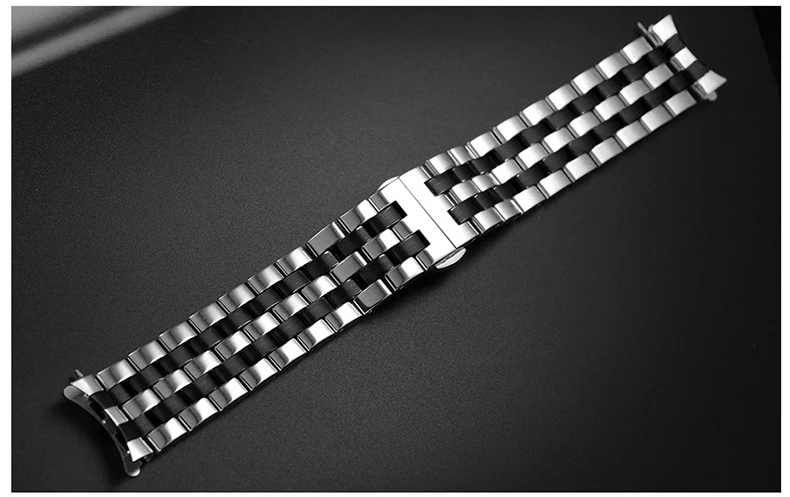 Ремешок для часов из нержавеющей Стали Быстросъемный ремешок для Mido Tissot ремешок из нержавеющей стали 20 21 22 24 26 мм аксессуары для часов - Band Color: silver-black