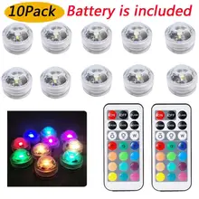 10Pcs/lot Mini Submersible Led Lights with Remote Waterproof Underwater Led Tea Lights Vase Pool Pond Decoration Lighting