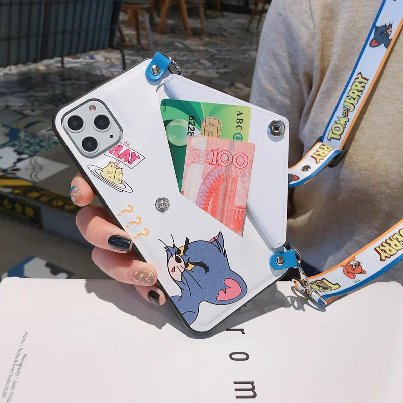 Милый мультяшный чехол для huawei mate20 X mate30 P20 P30 pro, Модный чехол с ремешком для NOVA 3, 4, 5, Honor 20, 9X, 8X, кожаные отделения для карт