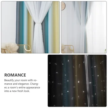 

2Pcs Gradient Color Double-Layer Window Tulle Curtains Sunshade Window Curtains