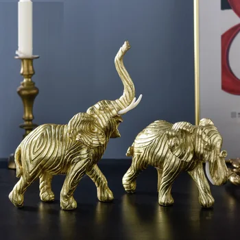 

Nordic Style Creative Luxurious Gold Elephant Figurine Animals Statue Resin Craft Living Room Decorations for Home R3856 Art