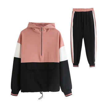 

Hooded Sweater Suit Set Tracksuits Women Clothes Sportswear Fitness Workout Set High Quality Two Piece Set Top and Pants