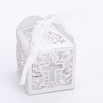 

50PCS Cross Candy Boxes Guests Gift Box Packaging Baby Shower Wedding Baptism Birthday Communion Christening Easter Decoration