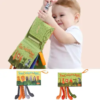 

Soft Animal Tails Cloth Book Newborn Baby Early Learning Educational Toy Stroller Hanging Toy good partner for kids