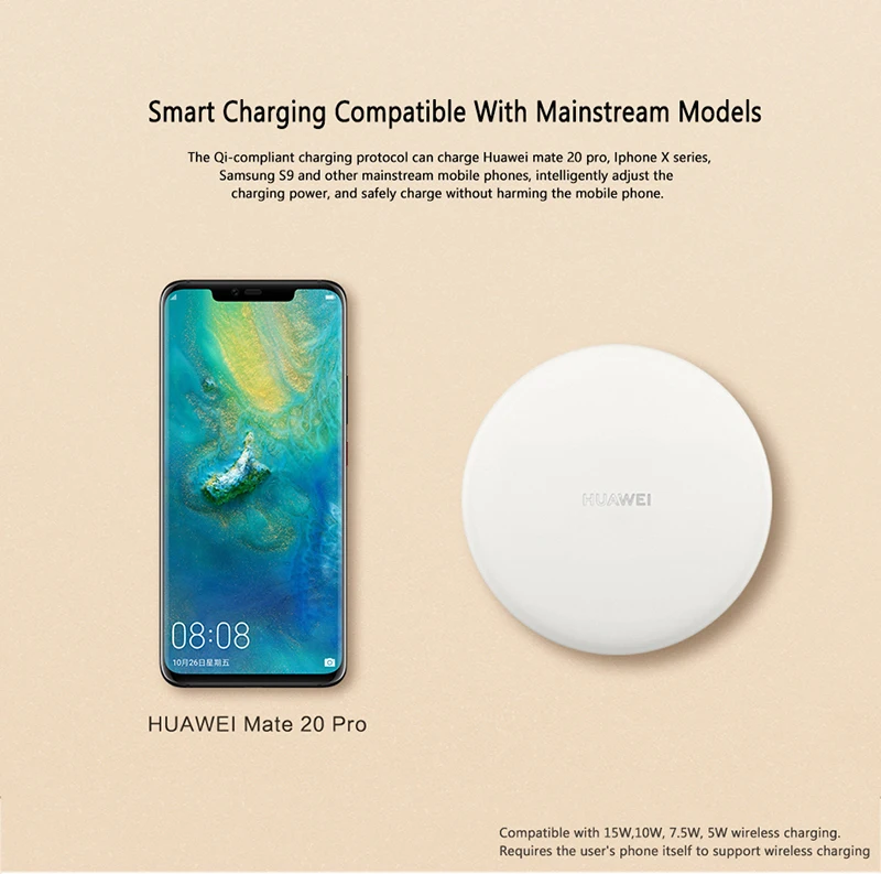 HUAWEI QI Беспроводное зарядное устройство CP60 WPC Smart 15 Вт Max usb type c HUAWEI mate 20 Pro RS Совместимость для IPhone samsung Xiaomi