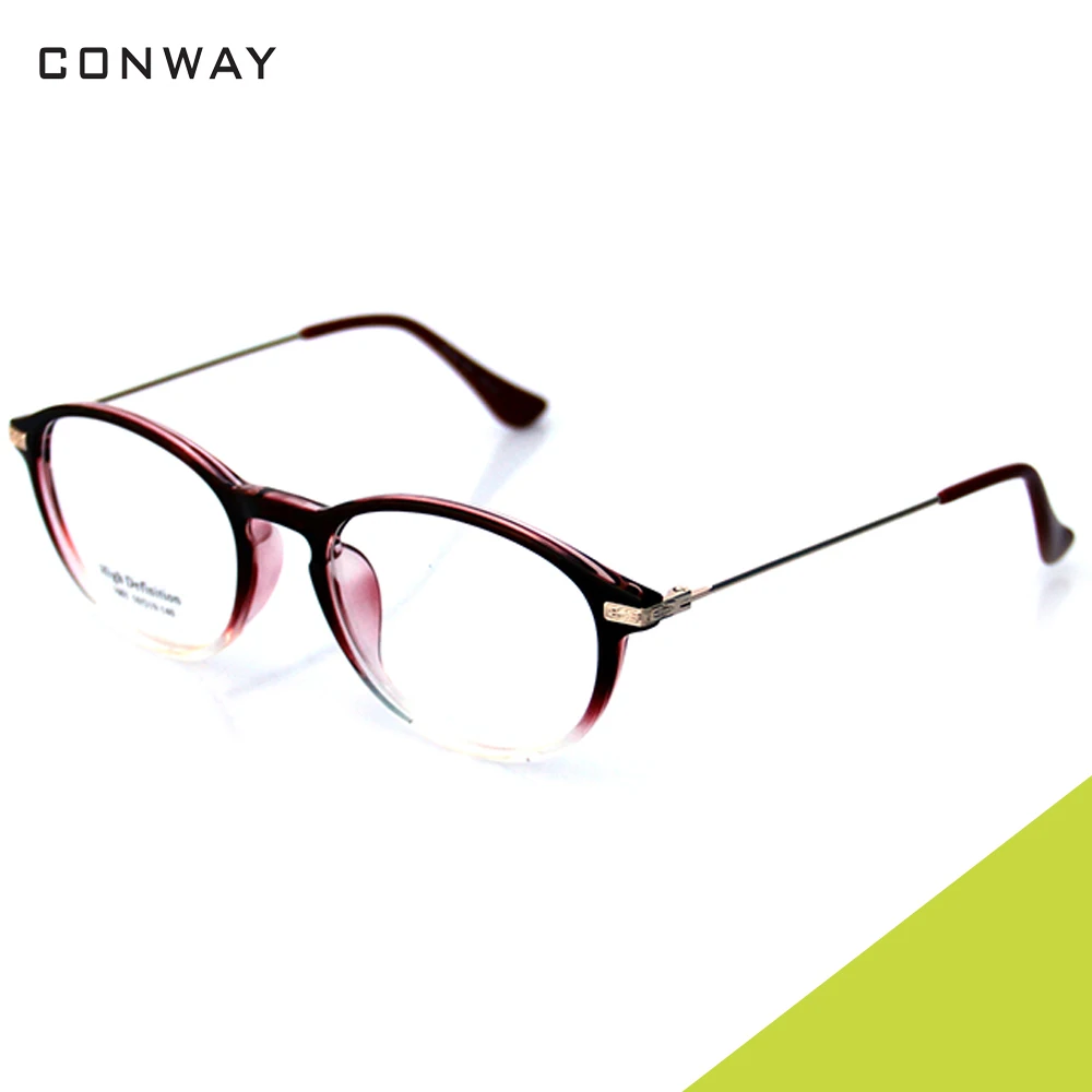 Conway, ретро круглые очки, оправа для женщин, без рецепта, прозрачные линзы, очки, круглые очки, очки, ультра легкие, TR90 - Цвет оправы: Trans Wine