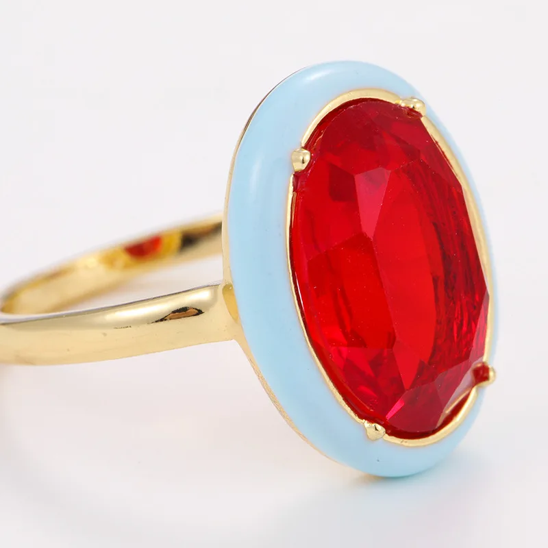 Wedding Finger Ring Irregular Geometric Square Round Colorful Crystal Cubic Zirconia Dripping Oil For Women Jewelry Gifts