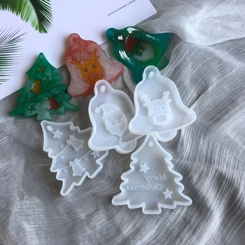 

Christmas Tree Bell Elk Pendant Casting Silicone Mould Crystal Epoxy Resin Mold DIY Crafts Aromatherapy Wax Aroma Gypsum Plaster