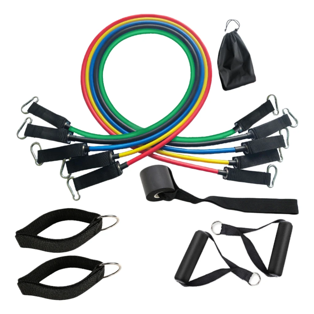 11pcs Resistance Bands Set Pull Rope Home Gym Workout Fitness Elastic Exercise