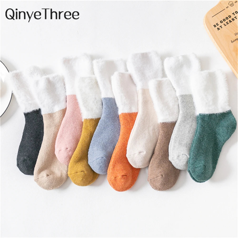 

5 pairs/lot fashion warm winter soft velvet terry thickening socks candy color Christmas gift socks
