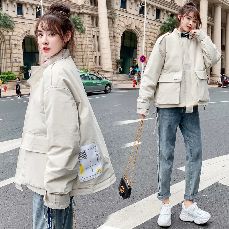 

Hong Kong Style Workwear Coat Women's Loose-Fit BF Cool Spring And Autumn 2019 New Style Handsome Students Street Short Jacket I