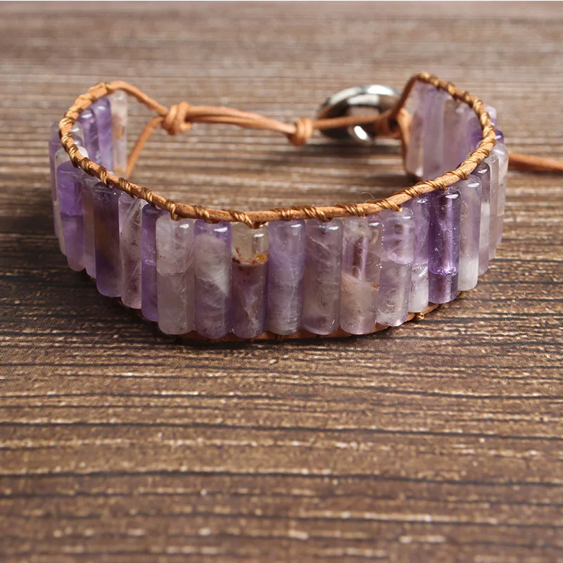 

LanLi natural Jewelry amethysts knit bracelet men and women Giving presents and self use