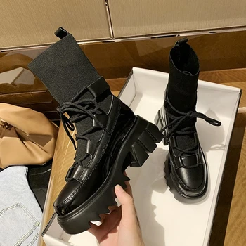 

Women Sock Boots 2020 Winter Fashion Ankle Boots Luxury Designers Platform Boots Brand Ladies Shoes Gladiator Chunky Boots Woman
