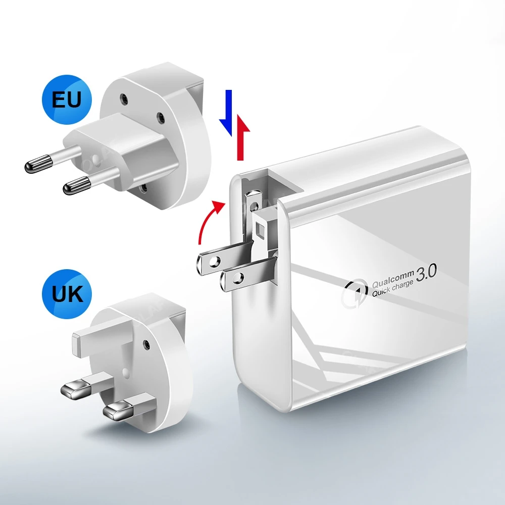 Convertible 3 Plug 48 Вт Быстрая зарядка 3,0 PD USB зарядное устройство для iPhone 11 Pro Max samsung huawei Phone быстрое настенное зарядное устройство EU US UK мульти подключить usb-адаптер - Тип штекера: Convertible 3 Plug