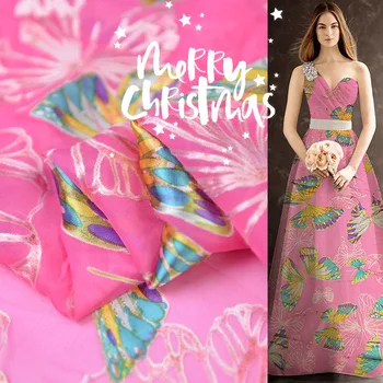 

Super Beauty Butterfly Printing Fashion Fabric Pink Fabric with Micro Perspective and Rotten Tape Fabric Half Skirt Fabric