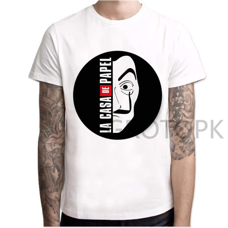 Новая футболка для детей Для мужчин Забавный дизайн La Casa De Papel футболка деньги Heist футболки ТВ футболки "сериалы" Для мужчин короткий рукав дом Бумага футболка